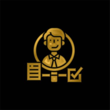 Altın kaplamalı metalik simge veya logo vektörünü kontrol et