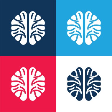 Beyin mavisi ve kırmızı dört renk minimal simge kümesi