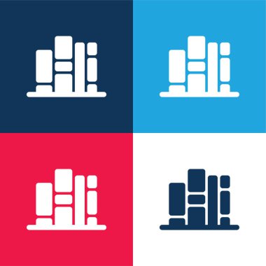 Kitaplık mavi ve kırmızı dört renk en az simge kümesi