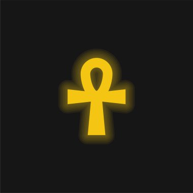 Ankh sarı parlak neon simgesi
