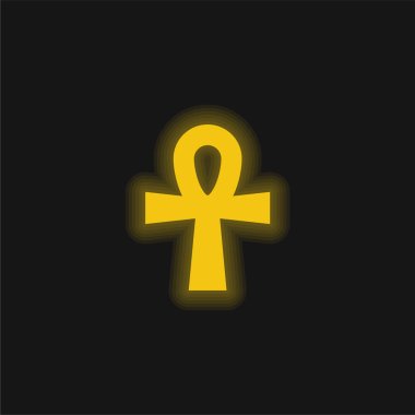 Ankh yellow glowing neon icon clipart