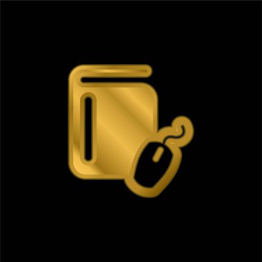 Kitap ve Bilgisayar Fare altın kaplı metalik simge veya logo vektörü