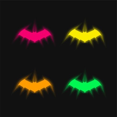 Orta Boyutlu Değişken Siluet Yarasa Dört renk parlayan neon vektör simgesi