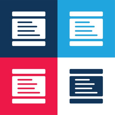 Metin Satırları mavi ve kırmızı olan karatahta simge seti