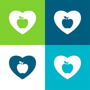 Apple Lover Flat four color minimal icon set clipart