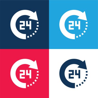 24 Saat mavi ve kırmızı dört renk en az simge kümesi