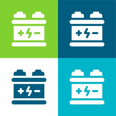 Battery Flat four color minimal icon set clipart