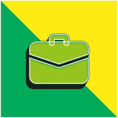 Evrak çantası Yeşil ve sarı modern 3d vektör simgesi logosu