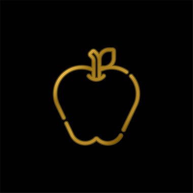 Elma altın kaplama metalik simge veya logo vektörü