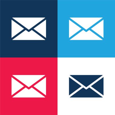 Siyah Zarf mavi ve kırmızı dört renk minimal simgesi