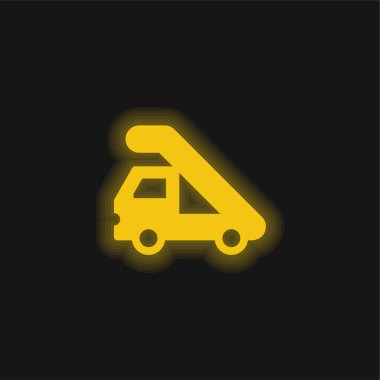Airport Truck yellow glowing neon icon clipart