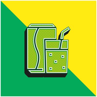 İçecek Yeşil ve sarı modern 3d vektör simgesi logosu