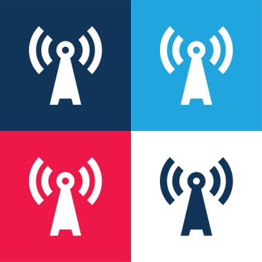 Anten mavi ve kırmızı dört renk minimal simge kümesi