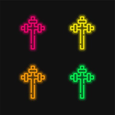 Aaronic dört renk parlayan neon vektör simgesi