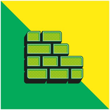 Brickwall Yeşil ve Sarı 3D vektör simgesi logosu