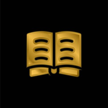 Kitap altın kaplamalı metalik simge veya logo vektörü