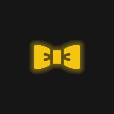 Bow Tie yellow glowing neon icon clipart