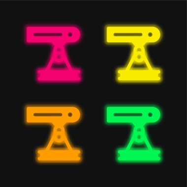 Parlayan dört renkli neon vektör simgesi ışınla