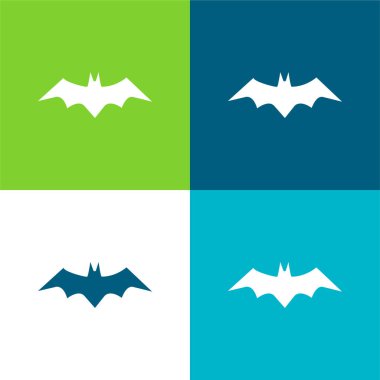 Yarasa Silueti Düz Düz 4 renk simgesi seti