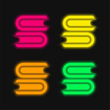 Parlayan dört renk neon vektör simgesi kitaplarıName