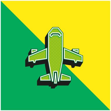 Uçak Yeşil ve Sarı Modern 3D vektör simgesi logosu