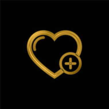 Altın kaplama metalik ikon ya da logo vektörü gibi bir kalp ya da A ekle