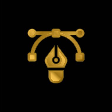 Bezier altın kaplama metalik simge veya logo vektörü