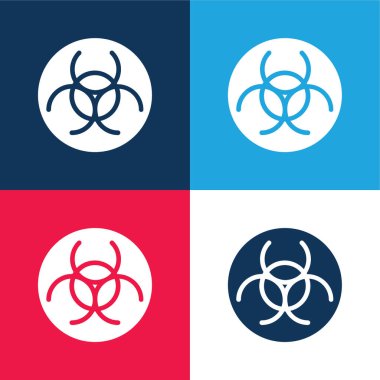 Biological Hazard blue and red four color minimal icon set clipart