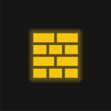 Tuğla Düzeni sarı parlak neon simgesi