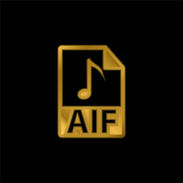 AIF File Format gold plated metalic icon or logo vector