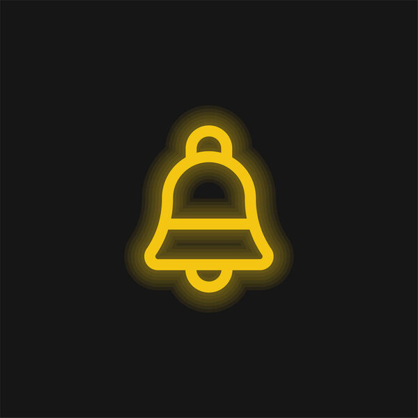 Bell yellow glowing neon icon