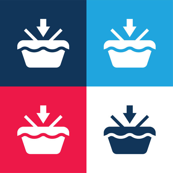 Add To Basket blue and red four color minimal icon set