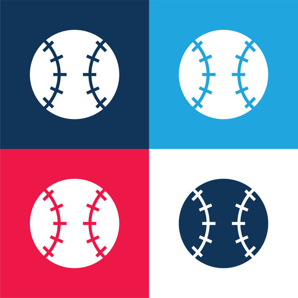 Бейсбольный мяч синий и красный четыре цвета минимальный набор значков
