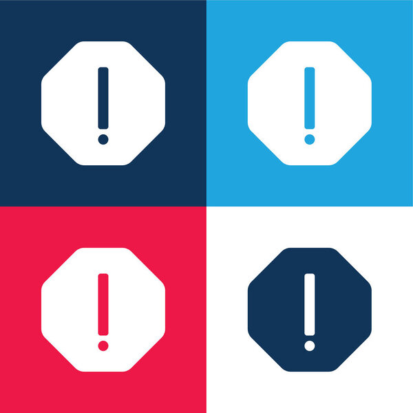 Attention blue and red four color minimal icon set
