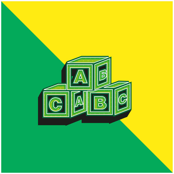 ABC Cubes Green and yellow modern 3d vector icon logo