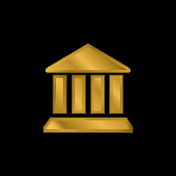 Bank Symbol gold plated metalic icon or logo vector