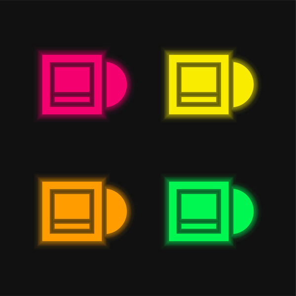 Album four color glowing neon vector icon