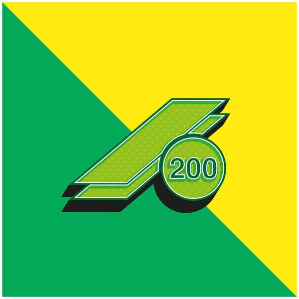 200 Печать Зеленый и желтый современный 3D логотип векторной иконки