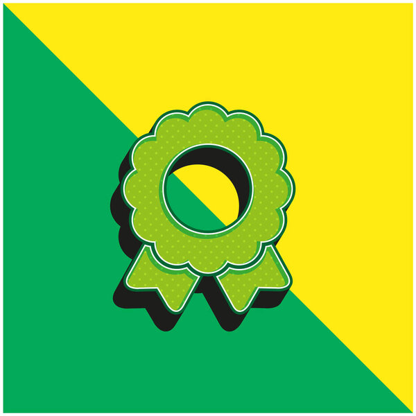 Badge Green and yellow modern 3d vector icon logo