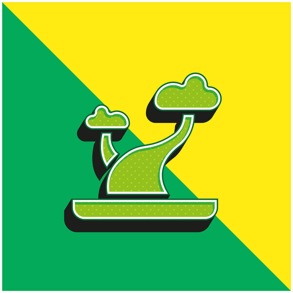 Bonsai Green and yellow modern 3d vector icon logo