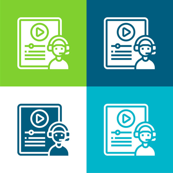 Blended Learning Flat четыре цвета минимальный набор значков