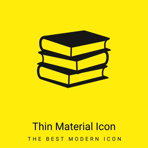 Pila Libros Tres Mínimo Icono Material Amarillo Brillante — Vector de stock