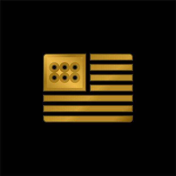 America gold plated metalic icon or logo vector