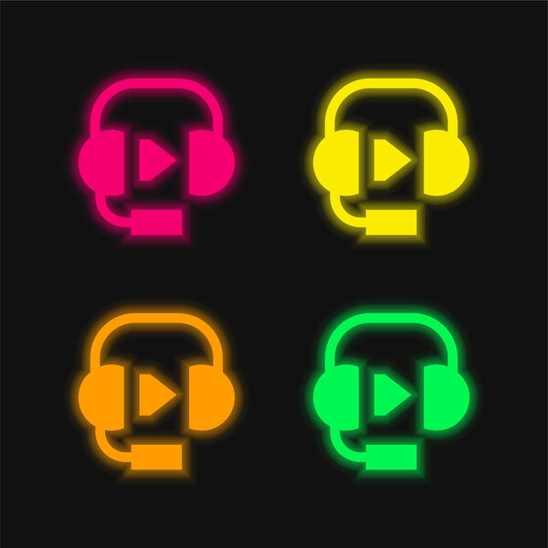 Audio four color glowing neon vector icon