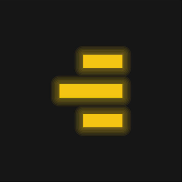 Alignment To Right Side yellow glowing neon icon