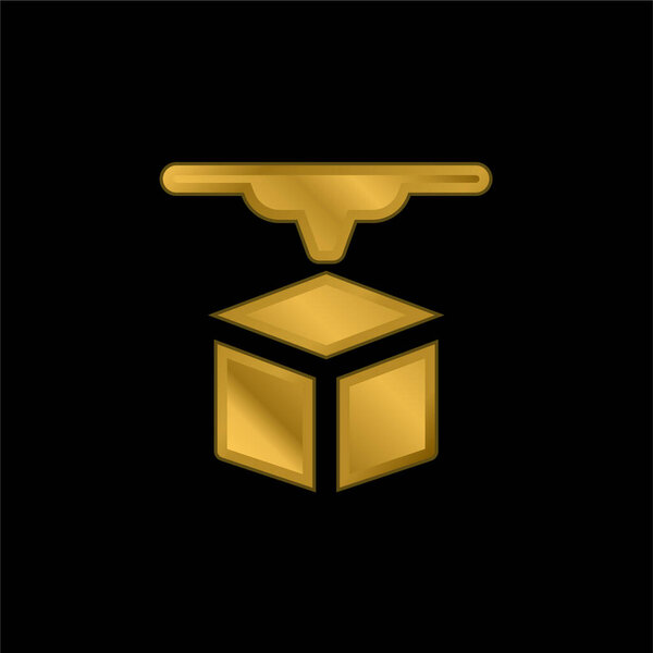 3d Printer gold plated metalic icon or logo vector