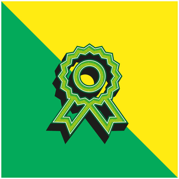 Badge Green and yellow modern 3d vector icon logo