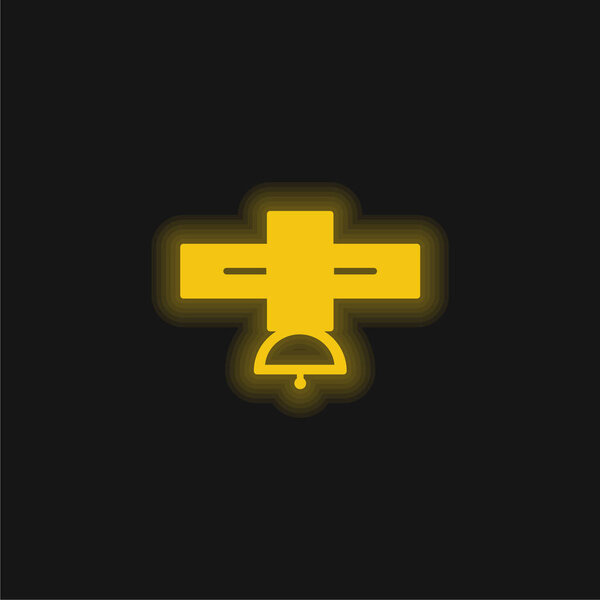 Большая желтая сияющая неоновая икона