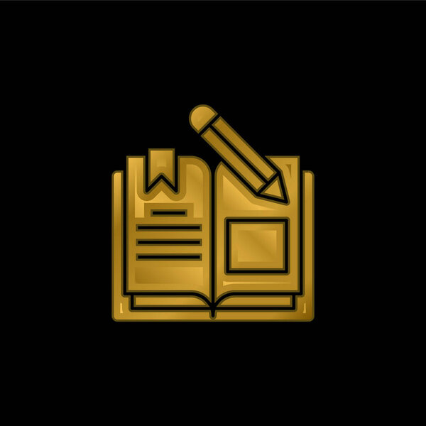 Book gold plated metalic icon or logo vector