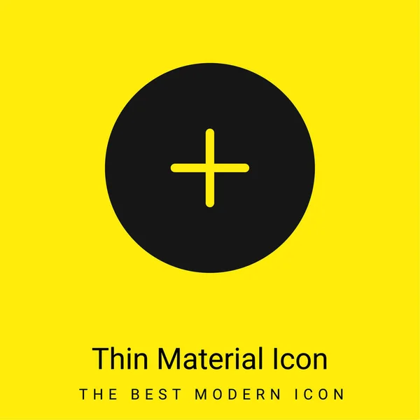 Hinzufügen Button Minimal Leuchtend Gelbes Material Symbol — Stockvektor